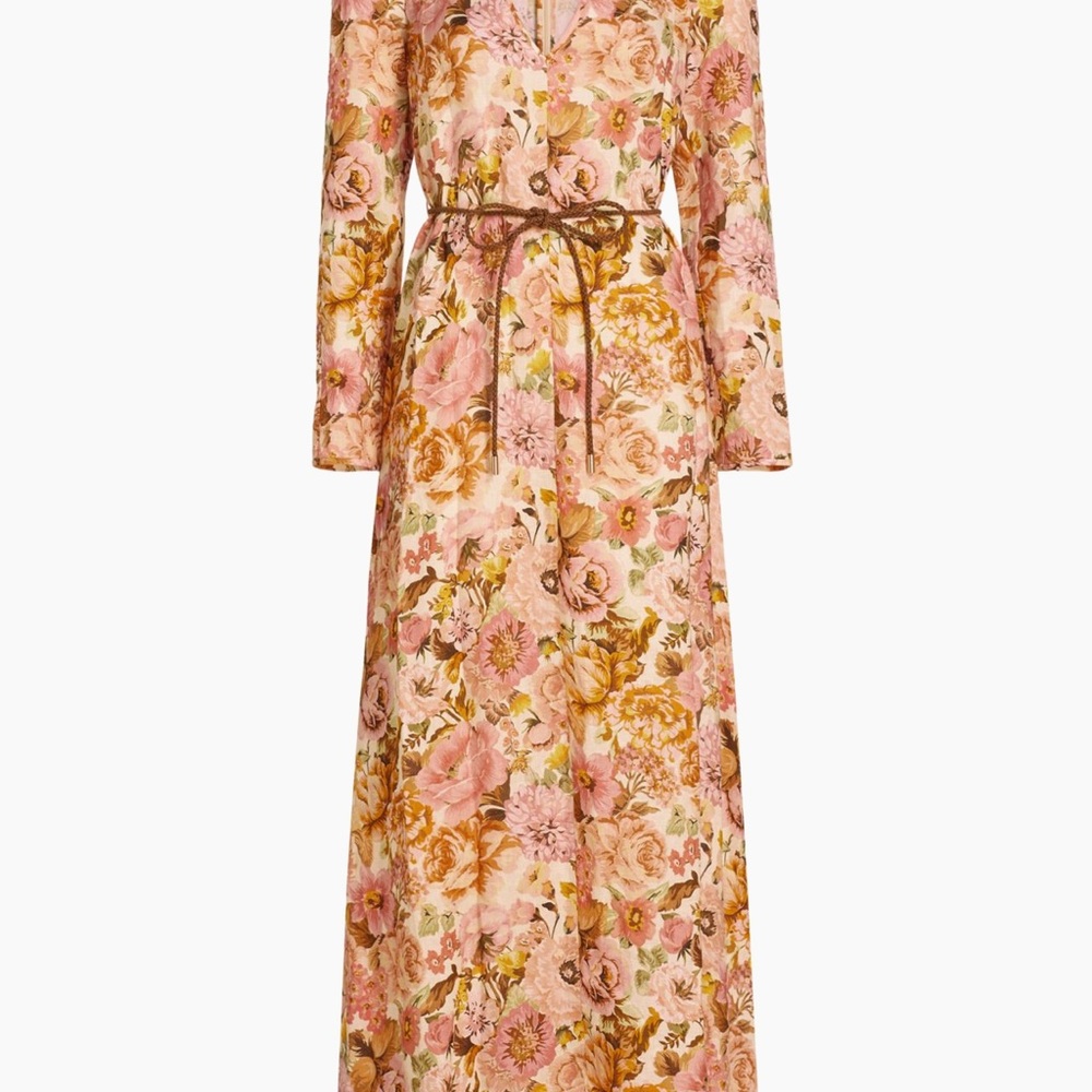 Zimmermann Orange Pink Long Sleeve Sundress
